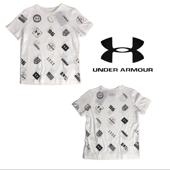 NWT Under Armour White Tee with Allover Graphics - Picture 1 of 13